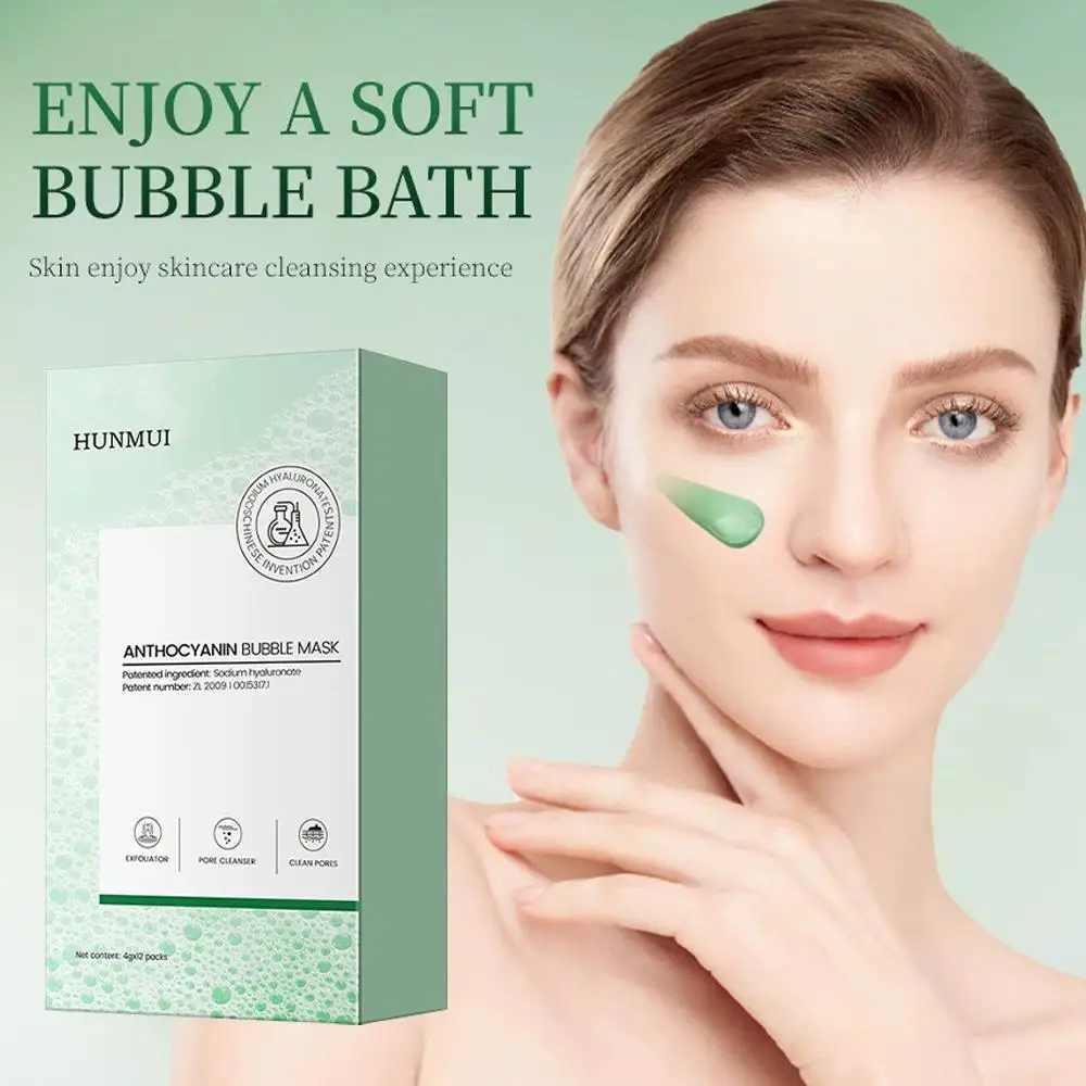 

4gX12pcs/Box Anthocyanin Bubble Mask Blackheads Removal Bubble Mask Shrinking Pores Smooth Facial Skin Care