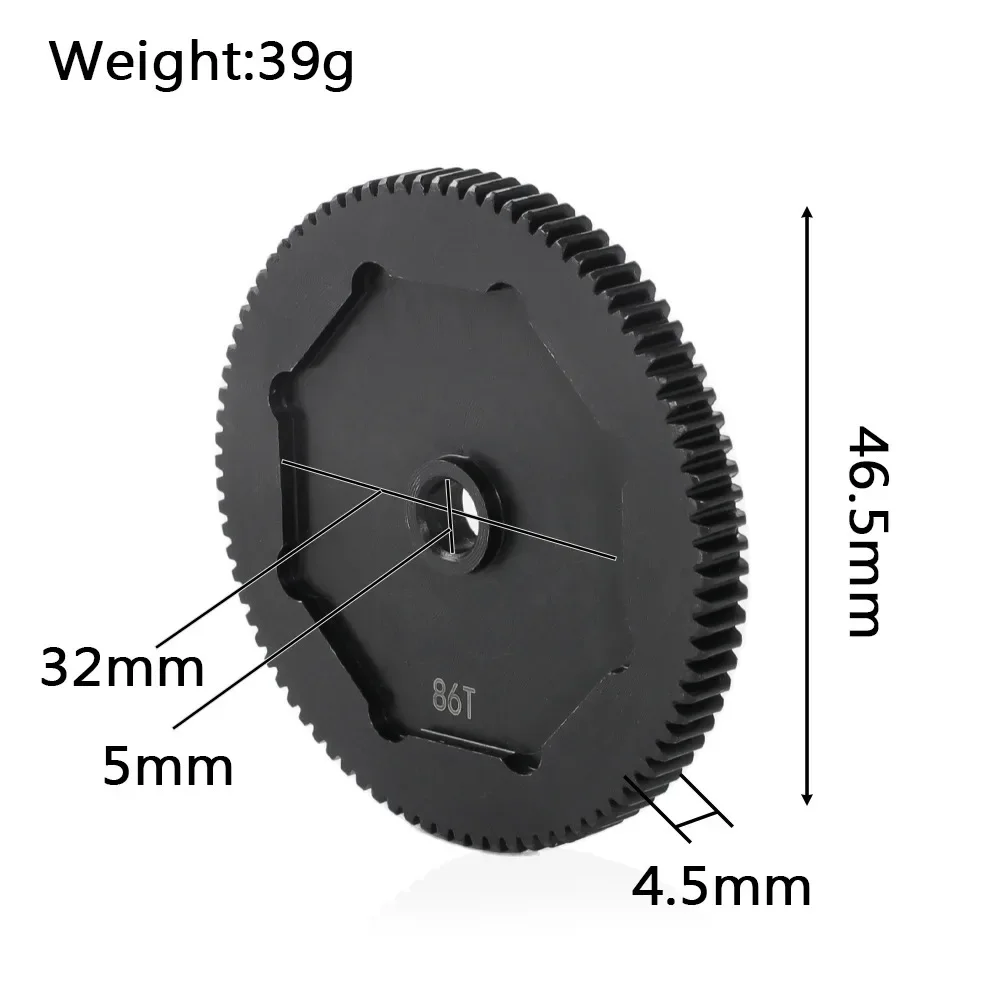 Steel Metal Spur Gear para Tamiya BBX BB01 Tamiya BB-01 RC Car, Main Gear, Peças de Atualização Acessórios, 86T, 48P, 51714