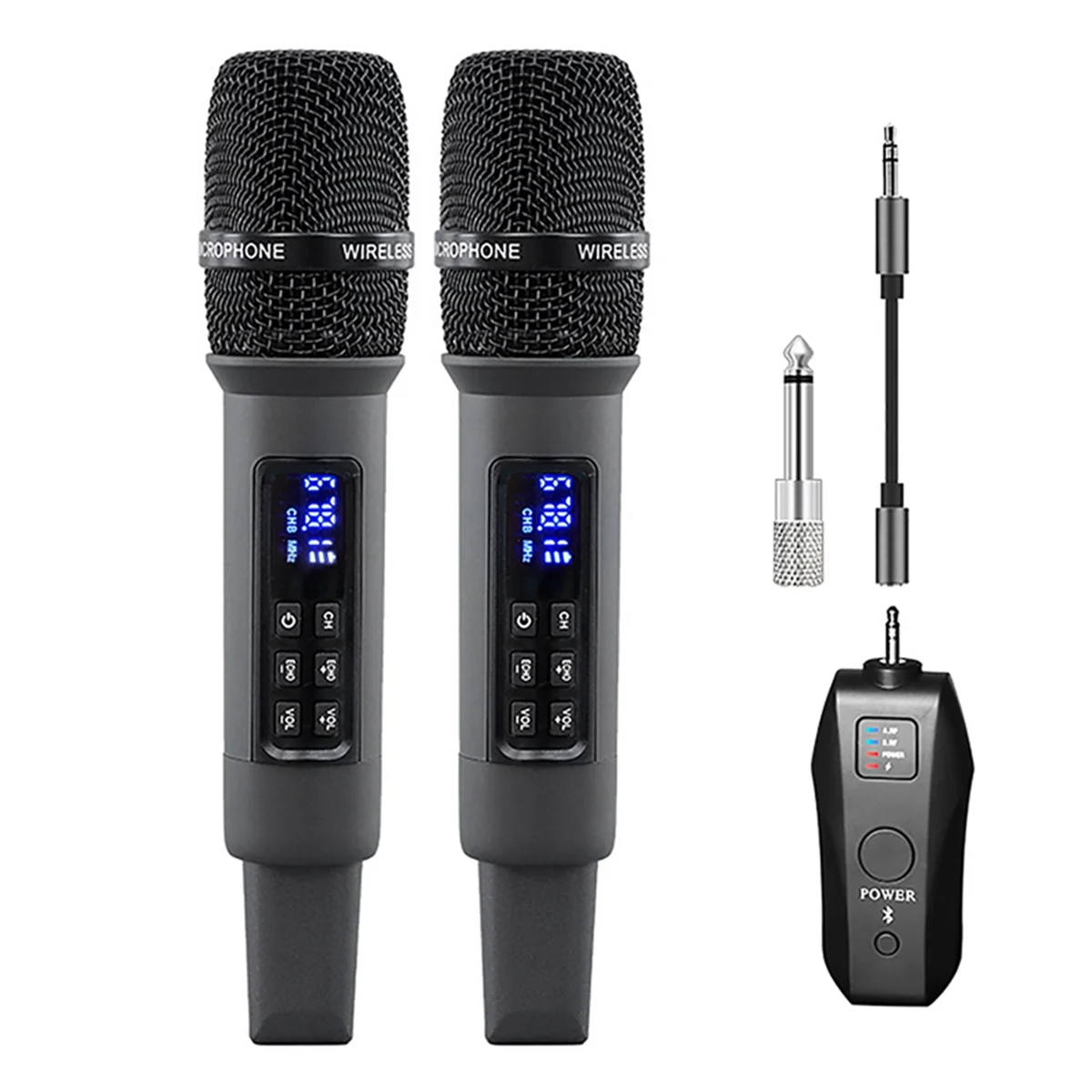 

UHF Wireless Handheld Karaoke Microphone System Bluetooth Receiver Performing Professional Home Reverb High and Low Bass