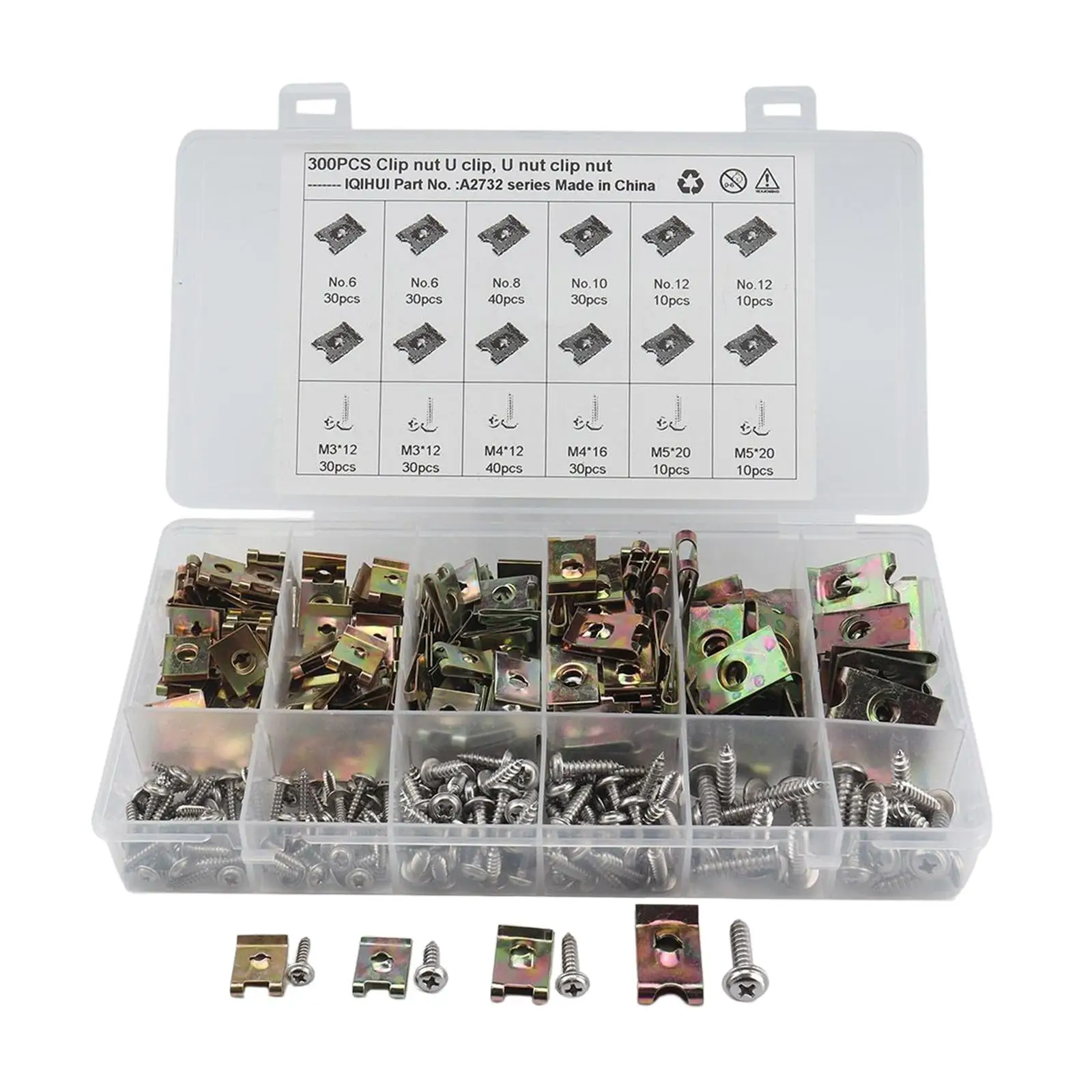 300Pcs Nut Clip and Screw Assortment Speed Fastener for Car