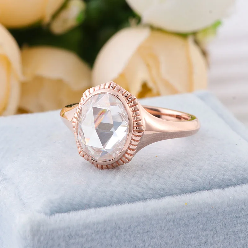 Provence 18K/14K/10K Rose Gold 2.5ct D Color VVS1 GRA Certified Oval Shape Moissanite Rings For Women Party Trendy Gift