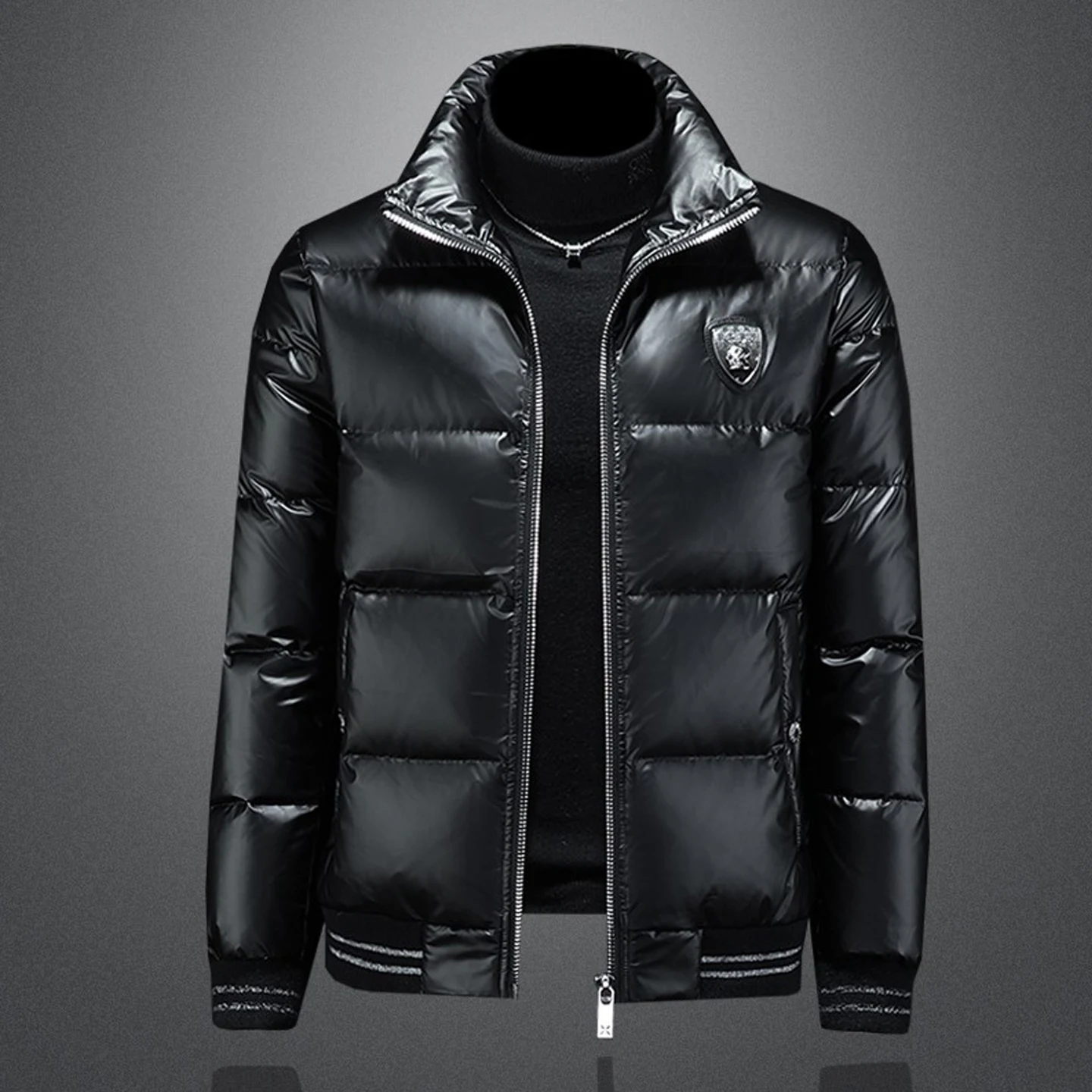 

anzheng Men's High-End down Jaet Bright Surface Du down Stand Collar Windproof Warm Large Size Winter Faion Outerwear