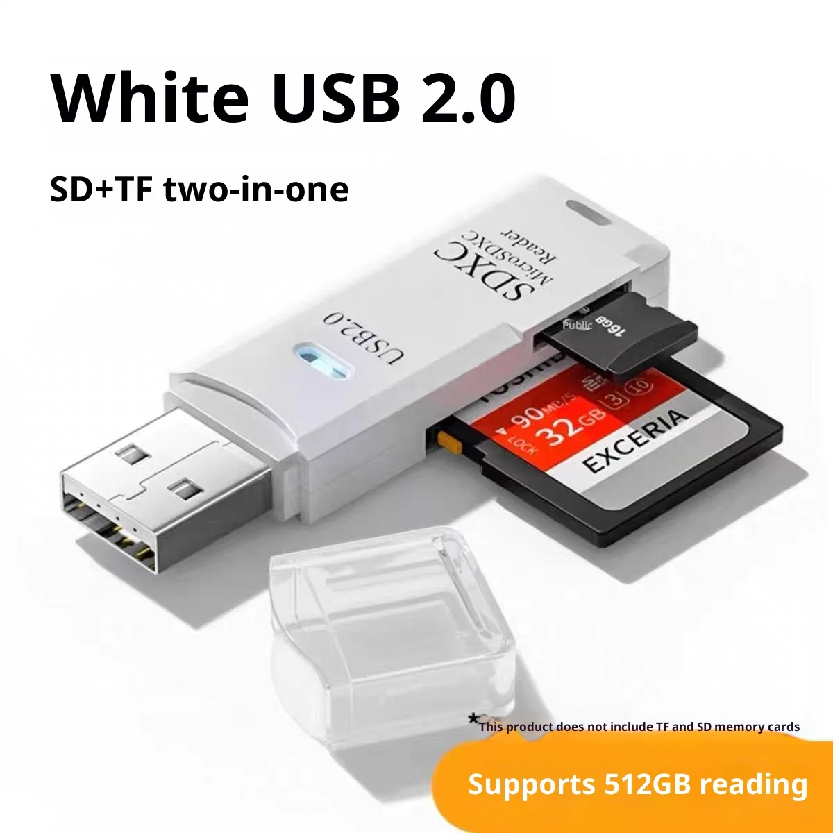 2-in-1 Multi Functional  USB 2.0 Card ReaderMicro SD TFMemoryCardReaderUSBFlashDrive CardreaderAdapter For PCLaptops Accessories