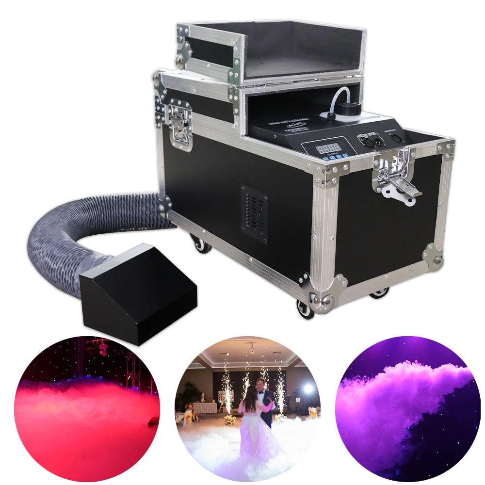 

2000W Water Fog Haze Low Mist Machine With Wheels DMX Remote Control Wedding Party Lights Dry Ice Effect Stage Smoke Machine