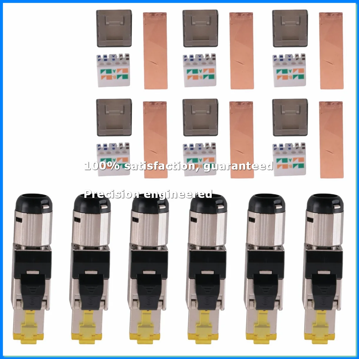 6-Pack Tool Free Shielded RJ45 Cat 8, Cat8 Field Termination Plug, Cat8 Connector, Cat8 Plug-DTD2