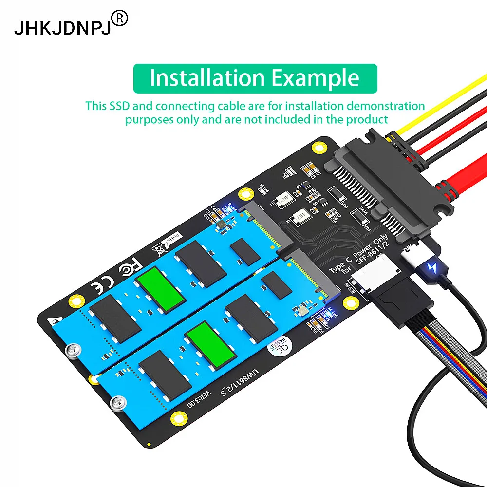 

2 in 1 Combo M.2(NGFF) NVMe SSD/SATA-Bus SSD to SFF-8611/8612 and SATA Adapter