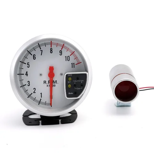 Imagen 2 del producto Tacómetro de 5 pulgadas, medidor de coche de carreras de 11000 RPM con pantalla LED para motor de 1-8 cilindros, vehículos de 12V, tacómetro de alto rendimiento