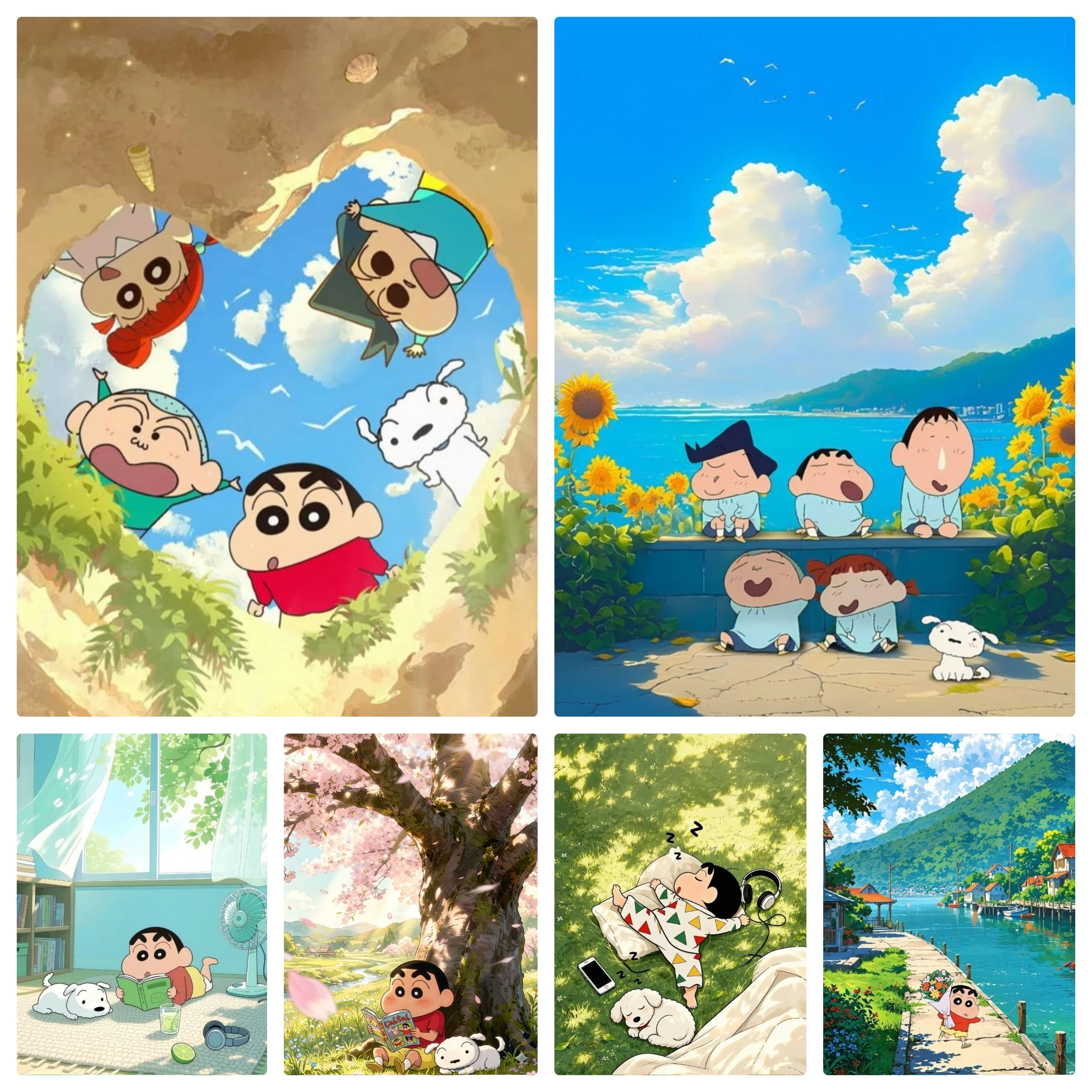 5D DIY Diamant-Malerei-Set Crayon Shin-chan Shiro Süßer Hund Anime-Kunst Vollflächiges Strass-Mosaik Wanddekoration Geschenk für Zuhause