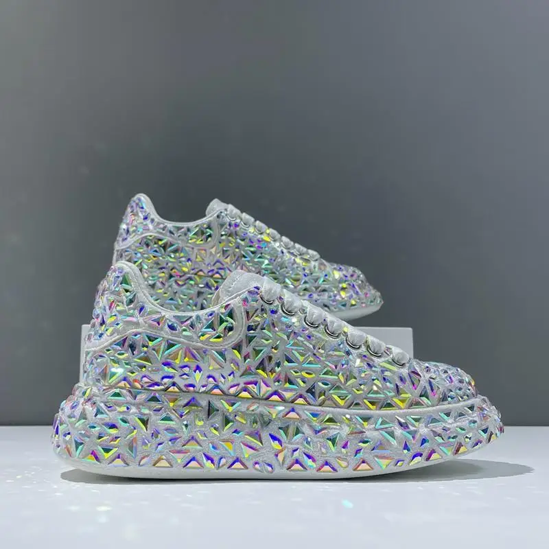 Tênis de strass feminino, sapatos baixos, plataforma casual, fino, Street Daddy, Instagram Trend, Clássico, Novo, 2022, 2024