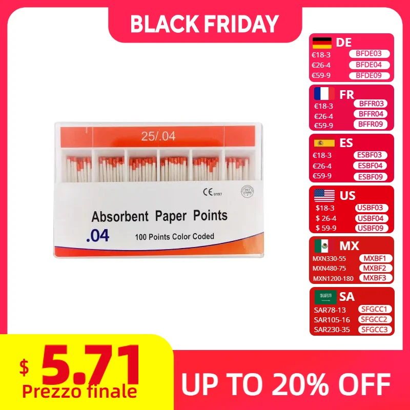 

04 Taper Dental Absorbent Paper Points 20# 25# 30# Paper Points Pure Cotton Fiber Root Canal Absorption Dental Materials