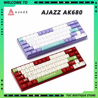 AJazz AK680 Wireless Gaming Mechanical Keyboard 68 Keys Hotswap Red/tea Axis 2.4G/BT5.0 Dual-mode Customized Gaming Accesserios