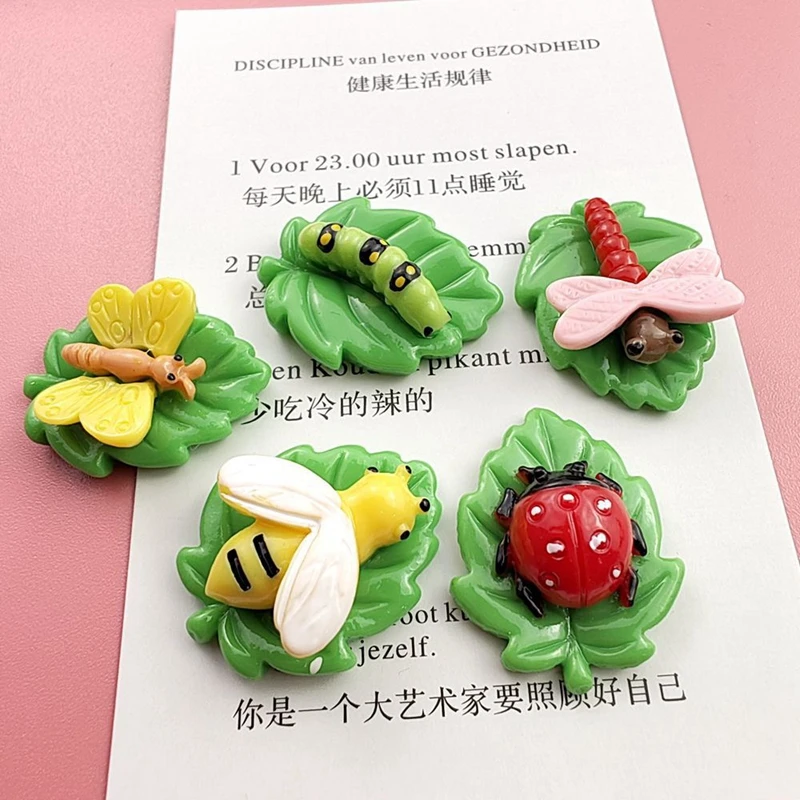 10 Pcs Cartoon Resin Cute Cartoon Beetle Insect Style Earrings Pendant Scrapbook Craft Diy Miniature Ornament Accessories A68