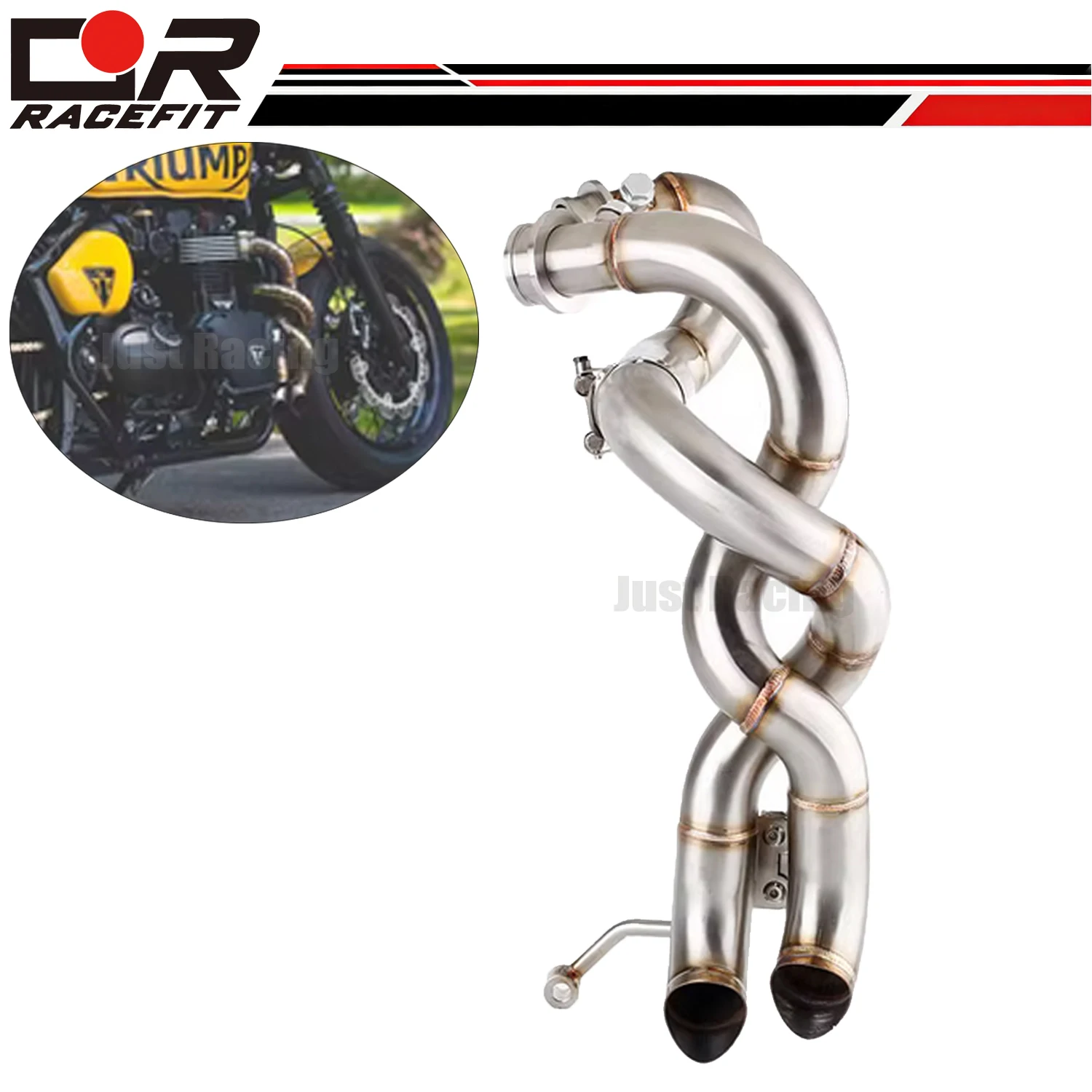 

Slip-On For Triumph Bonneville Bobber 2016-2025 Stainless Steel Motorcycle Exhaust Front Link Pipe