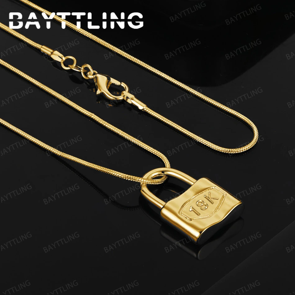 

925 Silver 18K Gold 16-30 Inch Exquisite Lock Pendant Necklace Fashionable Women'S Wedding Gift Accessories Jewelry