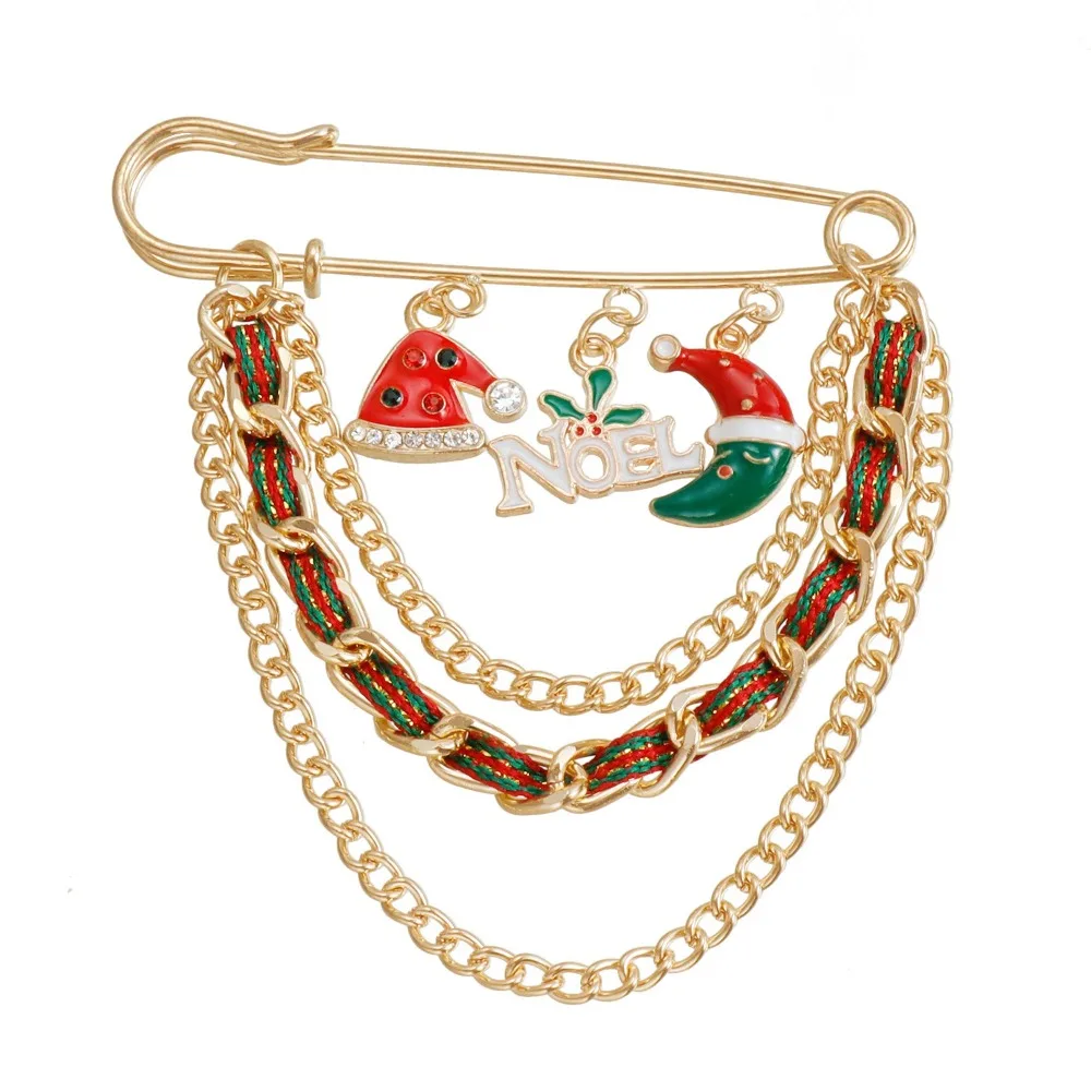 Broche de Navidad de dibujos animados delicado, copos de nieve, muñeco de nieve, Pin de cintura, hebilla fija, calcetines, vestido, chal, Clip para fiesta
