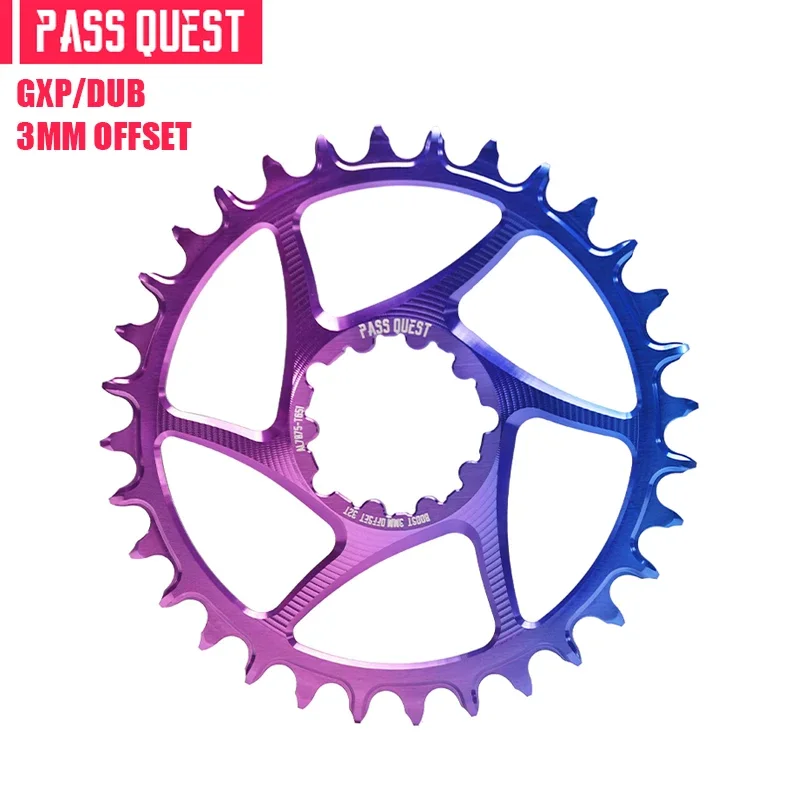 PASS QUEST Colorful 3mm Offset Crankset for SRAM Gx Xx1 Eagle Round/Oval MTB Narrow Chainring 32T-38T Bike Bicycle Chainring