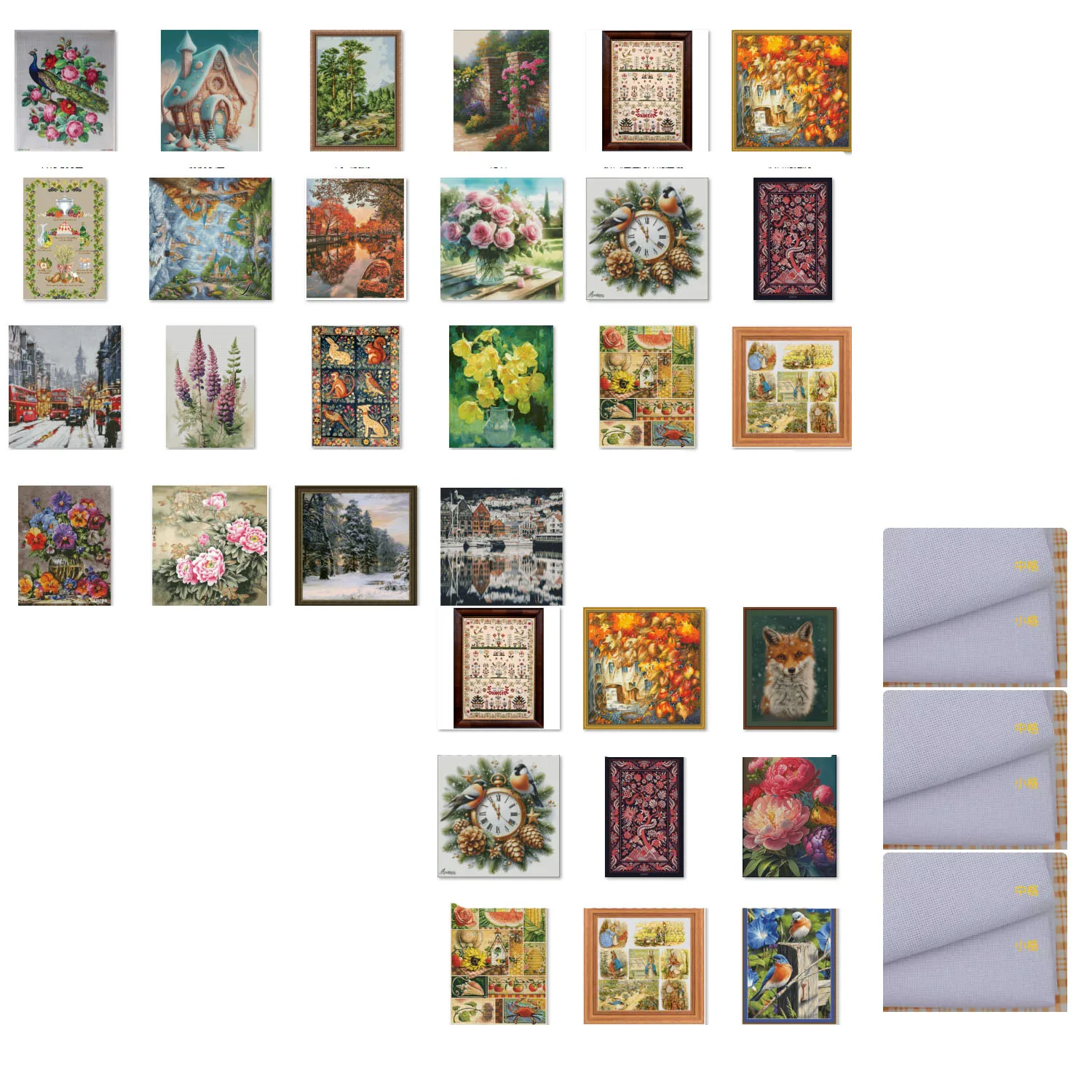 

Embroidered cross stitch special fabric made of pure cotton white Cross Stitch Set Autumn Courtyard 64-64