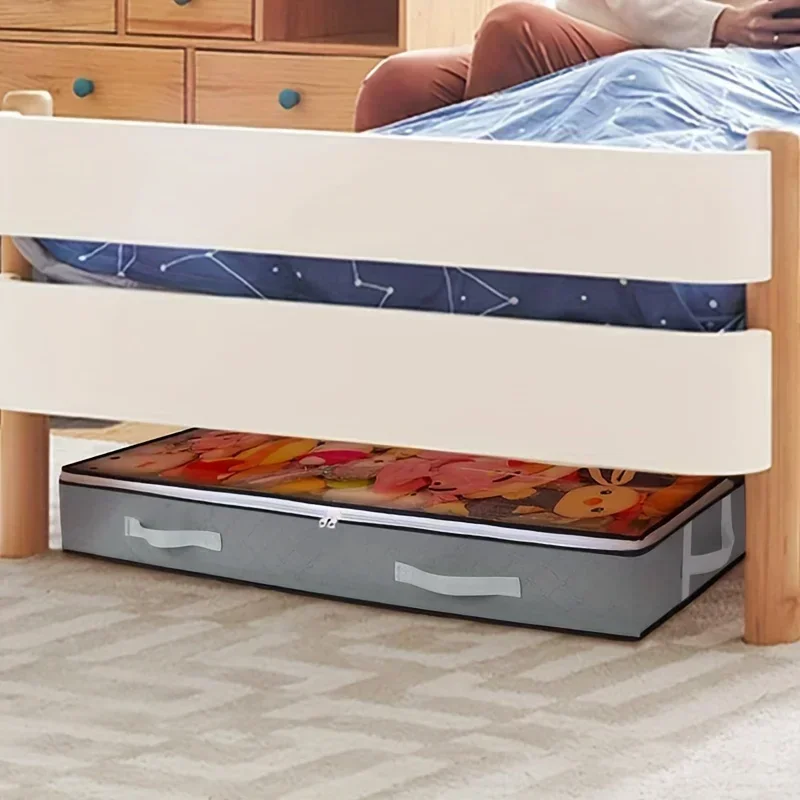 1pc/2pcs/3pcs Dustproof Under Bed Storage Box with Reinforced Handles for Comforter Blanket  Pillow and Toys Bedroom Accessories