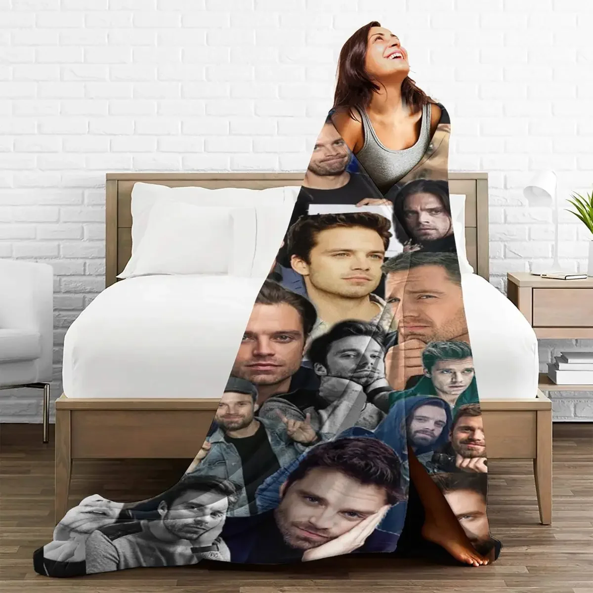 Anime Plaid Sebastian Stan Blankets Sofa Cover Coral Fleece Plush Print Warm Throw Blankets for Sofa Office Plush Thin Quilt