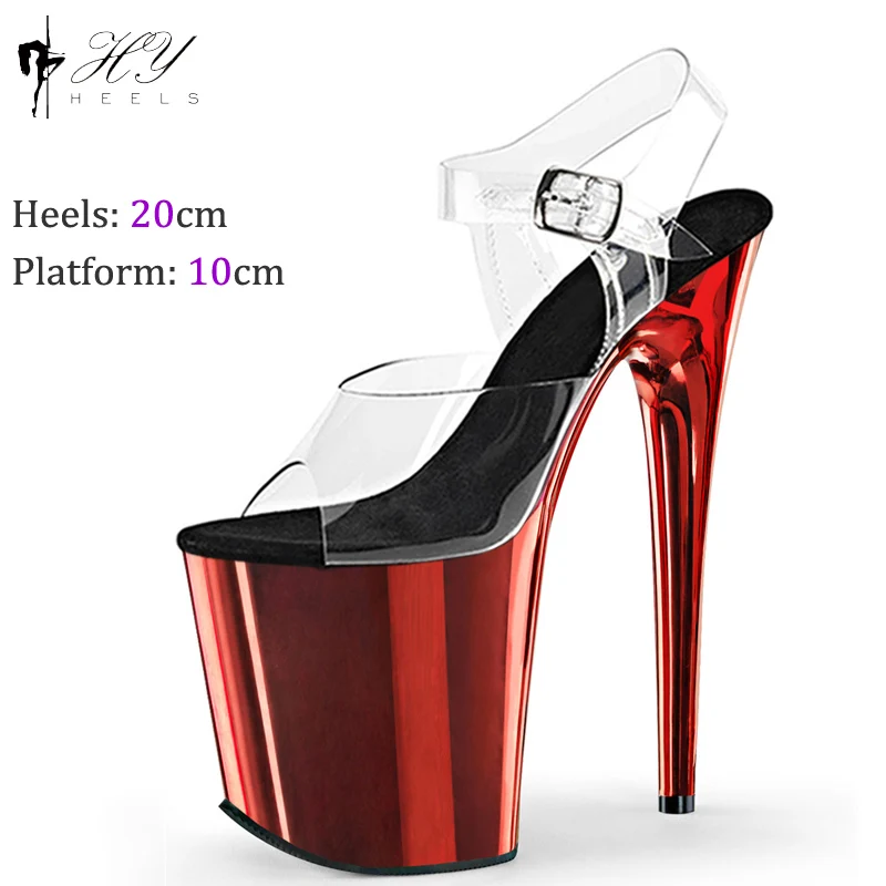 8 Inch/20cm Chrome Platform High Heel Sandals Transparent Upper Stiletto Heels Pole Dancing Sandals For Fashion Models Shoes