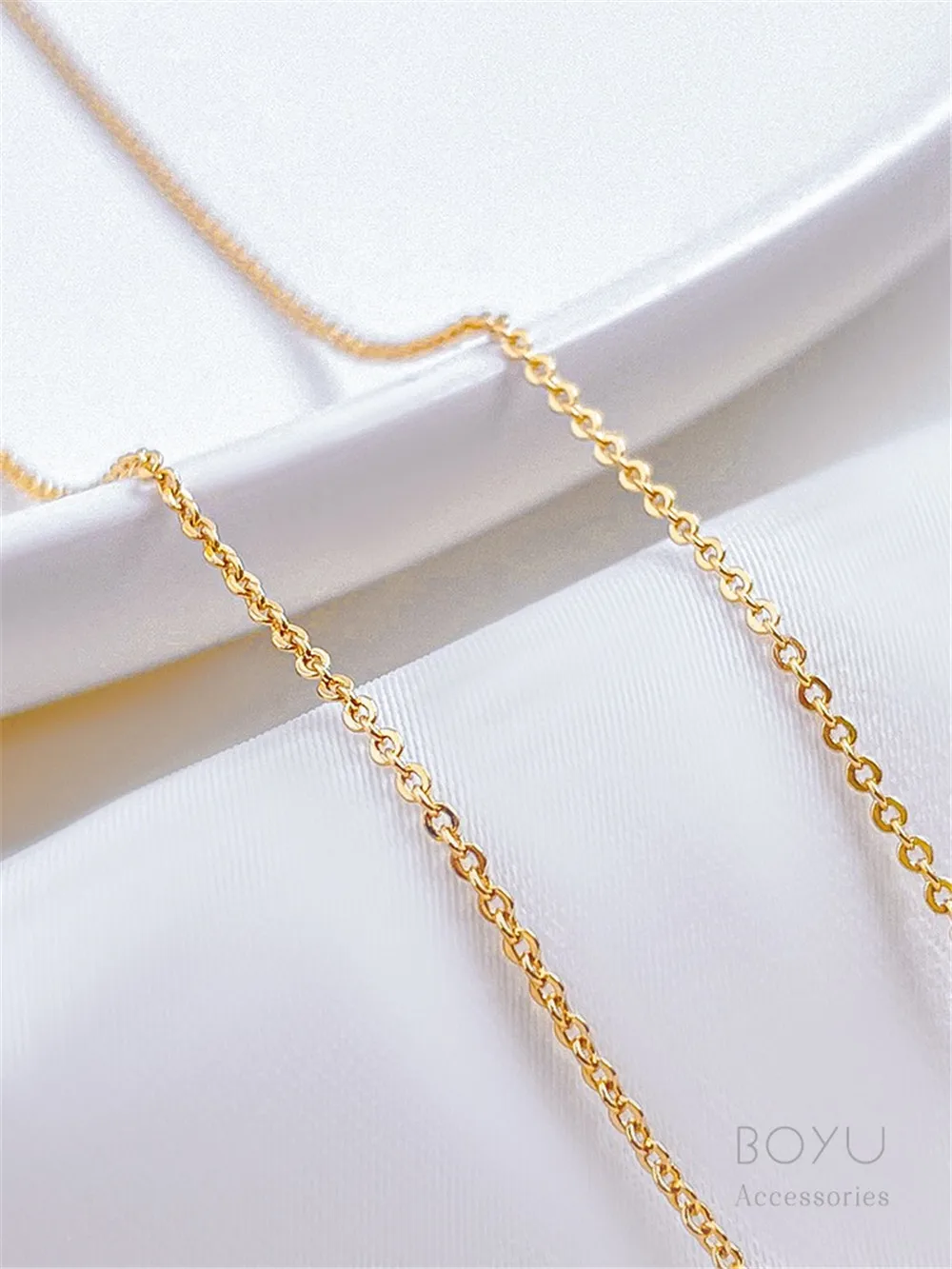 

14K Gold-Wrapped Fine Chain Real Gold Fringed O-Chain Necklace Extension Handmade DIY Accessory for Jewelry Making