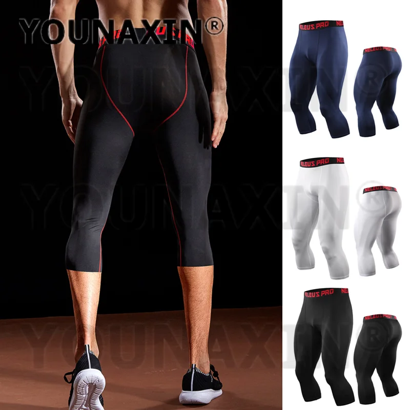 Men's Basketball Tight Cropped pants Quick-drying Exercise Leggings Running Fitness Pants Gym Training Pants M L XL 2XL 3XL 4XL