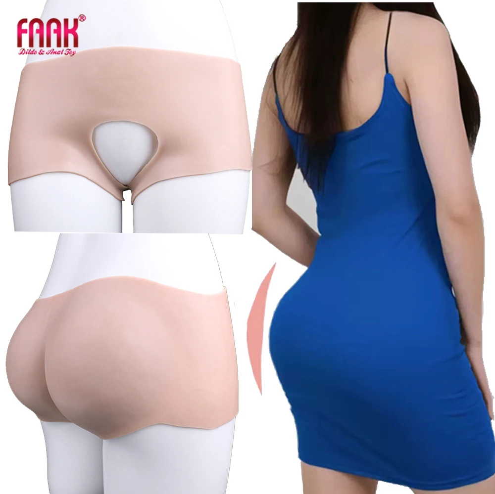 FAAK Silicone Buttock Enhancement Pants Enhance Lift Butt Shaper Control Realistic Push Up Hip Enhance Open-seats Underwear