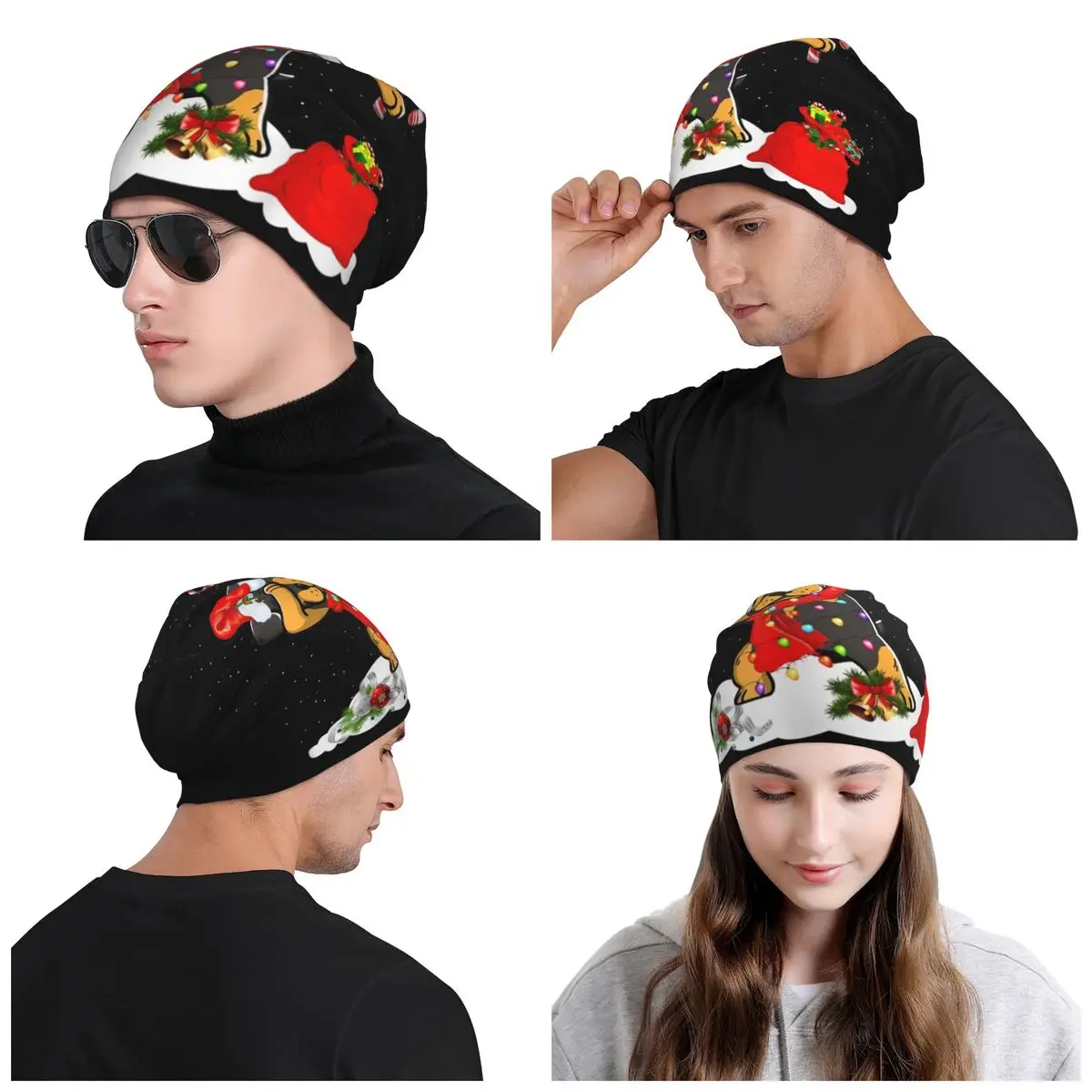 Rottweiler unisex malha chapéu, gorros, bonés, Skullies, gorros, bonés, quente, Hip Hop, engraçado, Natal, cachorro, cachorro, esqui, inverno