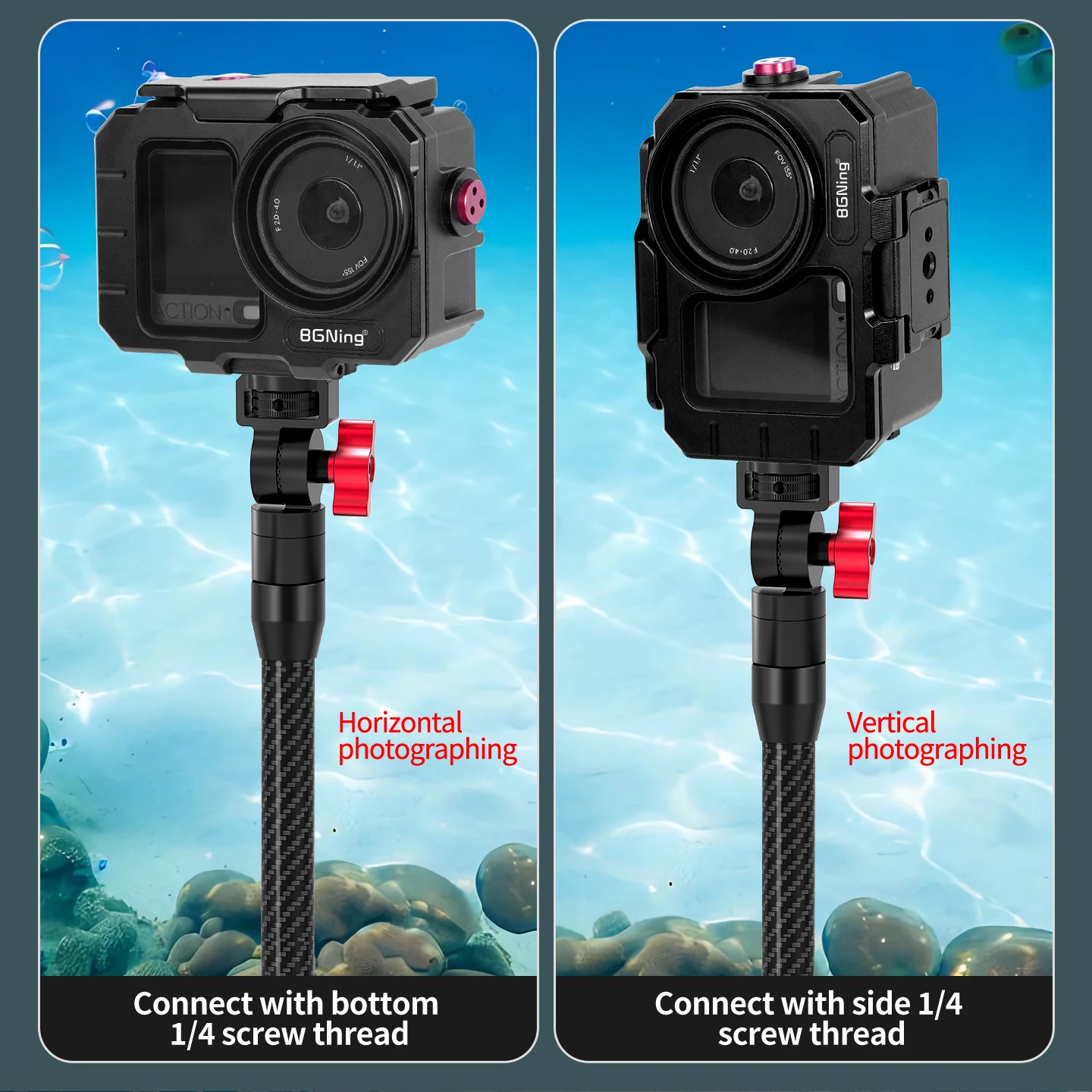 Für DJI Osmo Action 6 Kamera Wasserdichtes Gehäuse Unterwasser-Tauchgehäuse Metallkäfig für Radfahren Surfen Tauchen Erweiterung – Detail 10