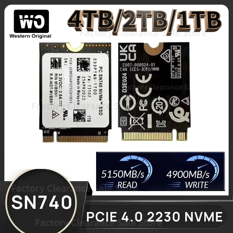 

Original M2 new SN740 4tb 1TB 2TB 2230 M.2 NVMe PCIe 4.0 SSD for Steam Deck GPD Surface Laptop Tablet Mini PC Computer Rog Ally