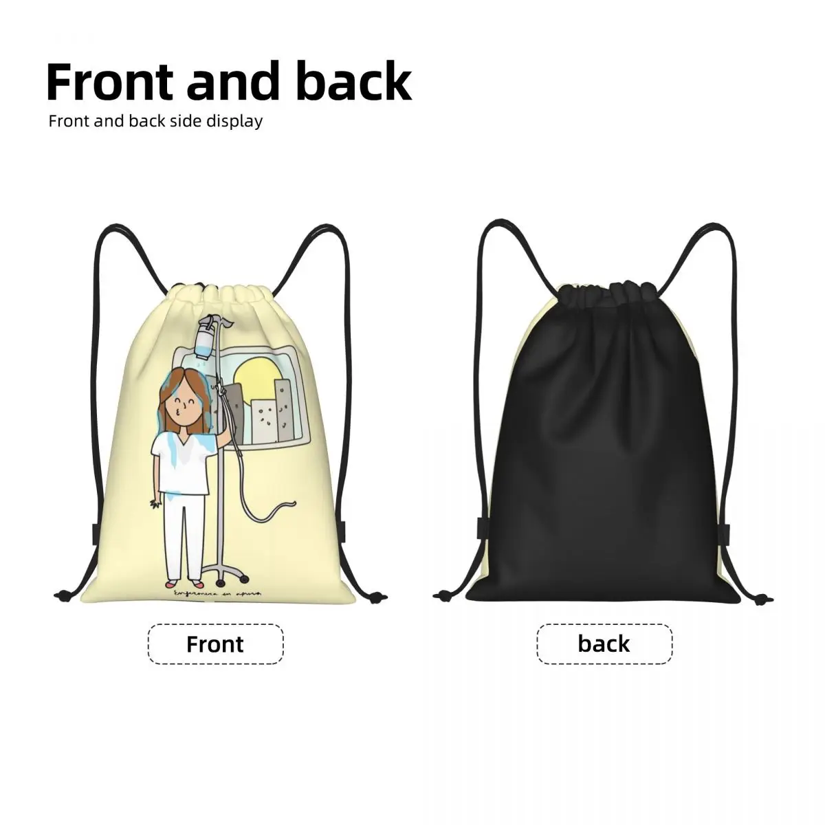 Custom Enfermera En Apuros Drawstring Bag Men Women Lightweight Nursing Nurse Sports Gym Storage Backpack