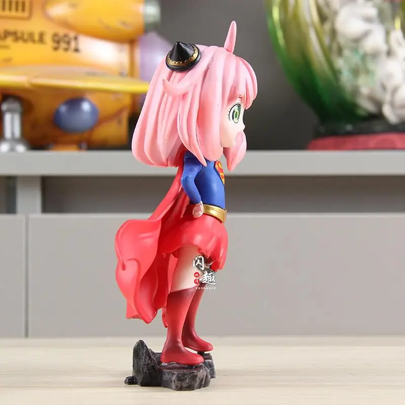 Figurine de famille d'espionnage en Pvc Anya, 16cm, modèle Cos Supergirl, Statue Kawaii, ornement, décoration de bureau, jouet cadeau, en Stock