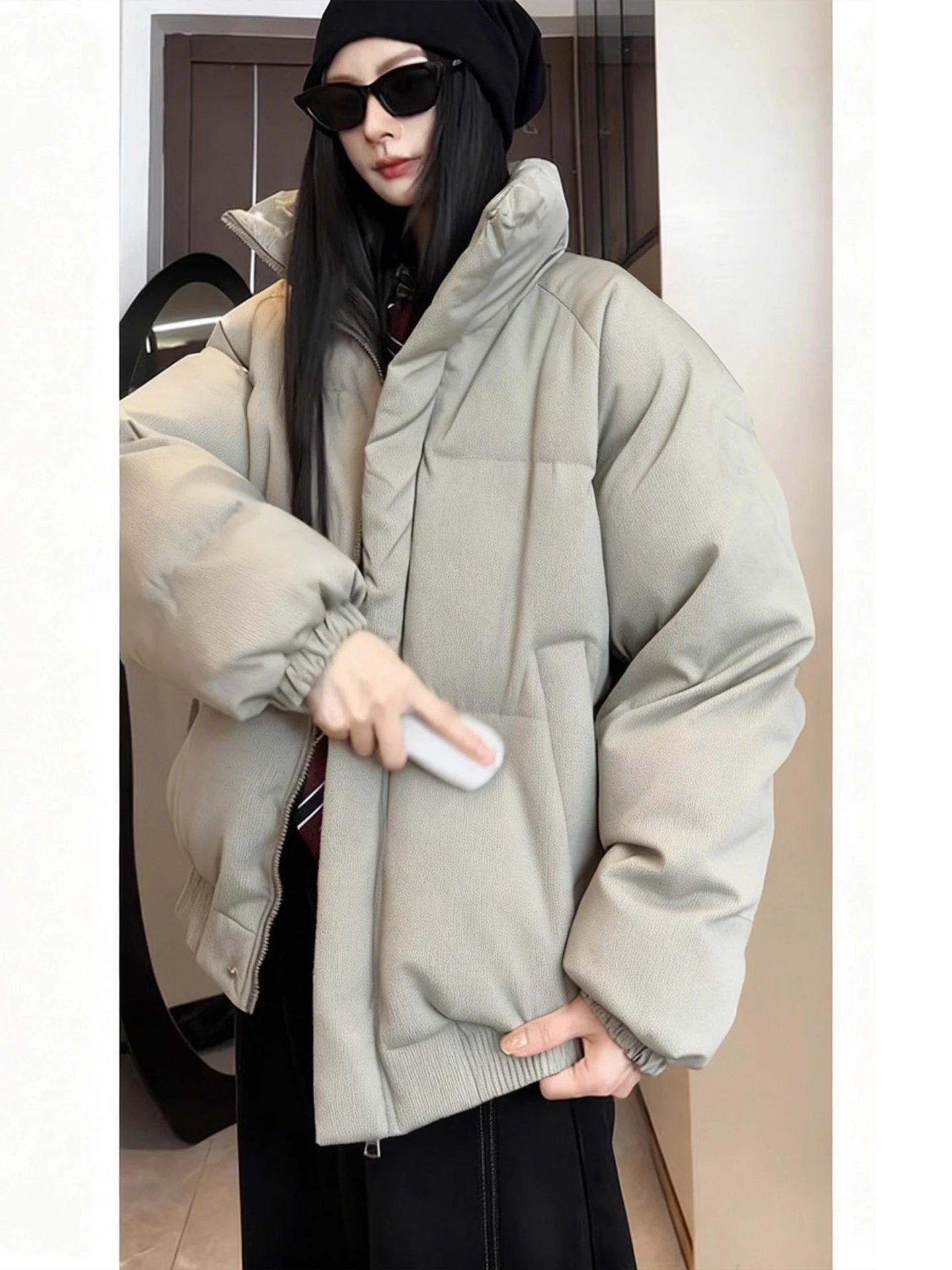 

American Sle ort Dyed Jaet Cotton Coat Men Winter Cold Resistance Bread Sle Stand Collar Cleanfit Couples Cotton Clothes