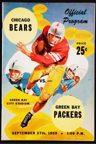 Official Chicago Bears vs Packers Program 1959 All Metal Tin Sign 12 x 18