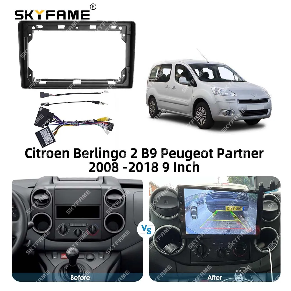 SKYFAME Car Frame Fascia Adapter Android Radio Dash Fitting Panel Kit For Peugeot 207 307 Expert Partner/Citroen C2 C3 Berlingo