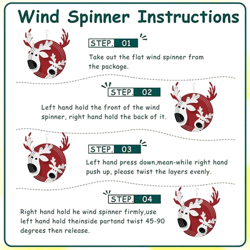 6パックの吊り下げ式ウィンドスピナー,クリスマスプレゼント,ウィンドスピナー,8インチ,クリスマスの家と庭の装飾