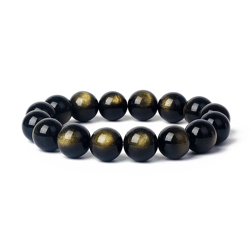 

Original Gold Color Obsidian Bracelets Men Energy Healing Prayer Balance Wrist Bracelets Women Fashion Nature Stone Yoga Jewelry