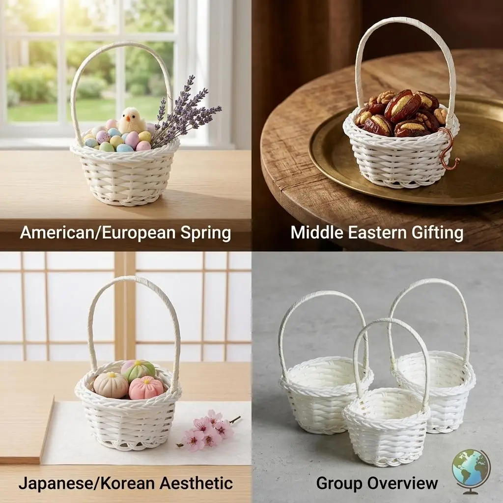 Mini Woven Basket Sleek Party Favor Bag Authentic Easter Egg Basket Aesthetic Wedding Flower Girl Basket Desktop Organizer