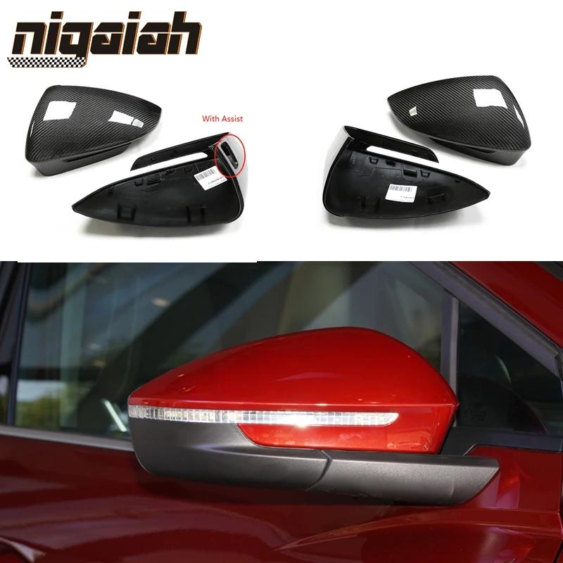 Fit For Audi Q4 Q5 Q6 e tron For VW ID.4 ID.5 2020 UP Replacement Carbon Fiber Rear View Mirror Caps With or No Lane assist