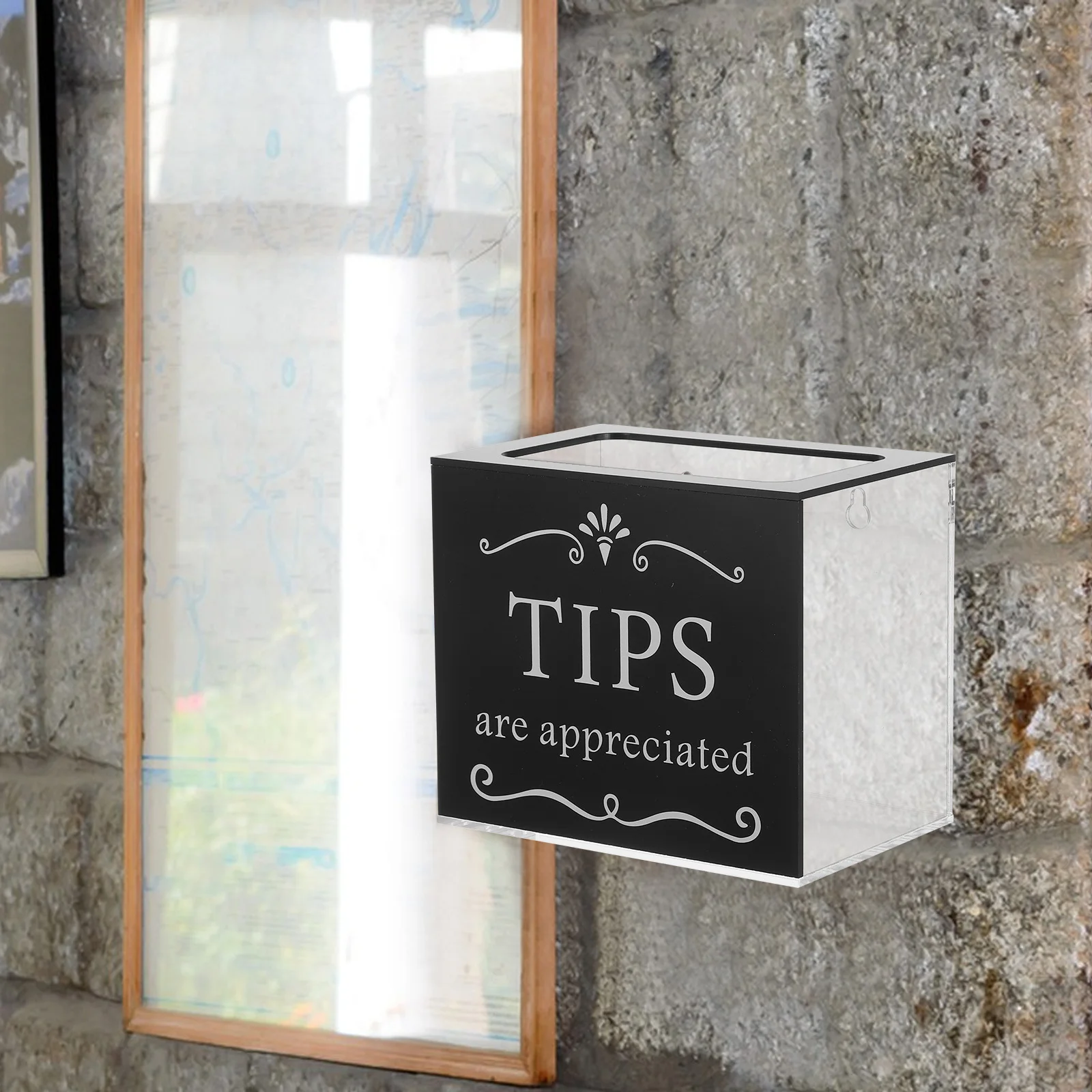 

Clear Acrylic Suggestion Box Locking Money Collection Box Rectangular Tip Jar for Donation Raffle Bars Cafes Restaurants