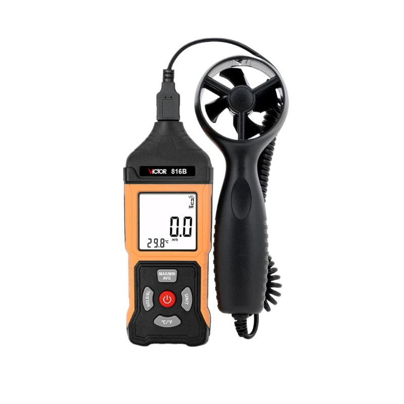 Ranlraka VICTOR VC816 Wind Speed Digital Meter Wind Meter Temperature Tester High Accuracy 3% Industry Grade