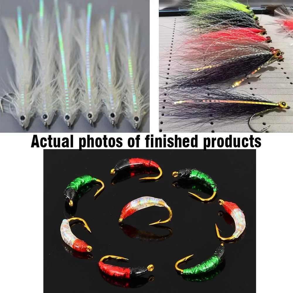 MNFT 1 مللي متر المموج التألق السواحل المياه المالحة الصيد تهزهز هوك غاسل الذباب ربط المواد فلاش بهرج يحاكي مقياس السمك