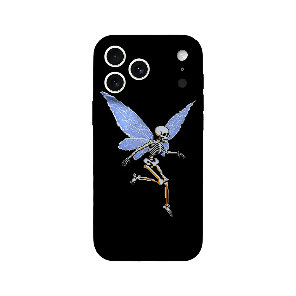 Blue Wing Skeleton Fairy Phone Case For iPhone 17 16 15 14 13 12 11 Pro Max Air 16e 7 8 Plus XS Max X XR Hard PC Bumper Cover