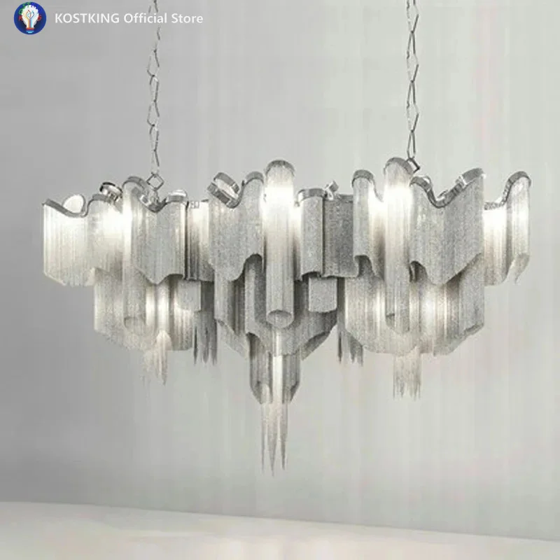 Stream Tassel Project Light Aluminum Chain Vintage Handmade Aluminum Metal Chandelier Lamp For Living Room