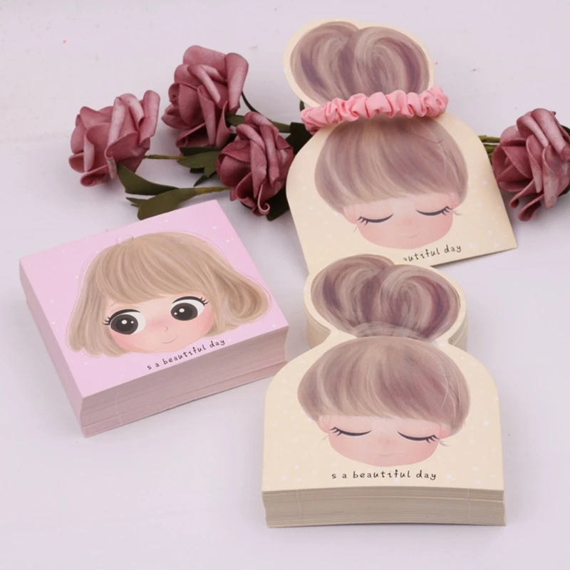 100Pcs/Lot Barrettes Packing Paper Card Cute Small Girs Display Cards for DIY Kids Hair Accessories Retail Price Holder Label