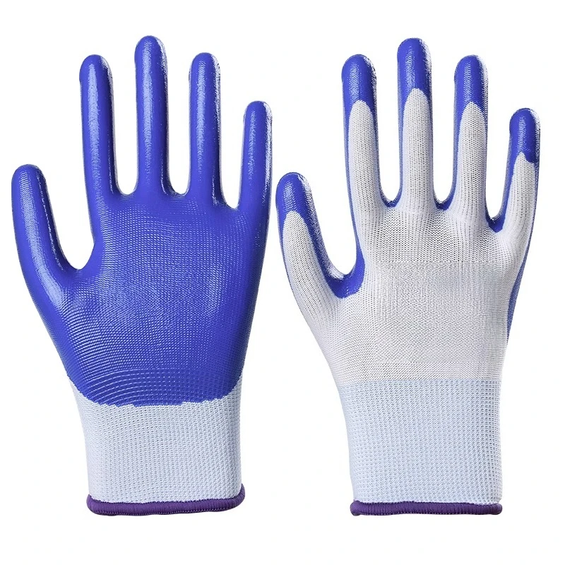 Gloves n518 labor insurance wear-resistant thickened work nitrile plastic dipped oil-proof waterproof belt glue genuine