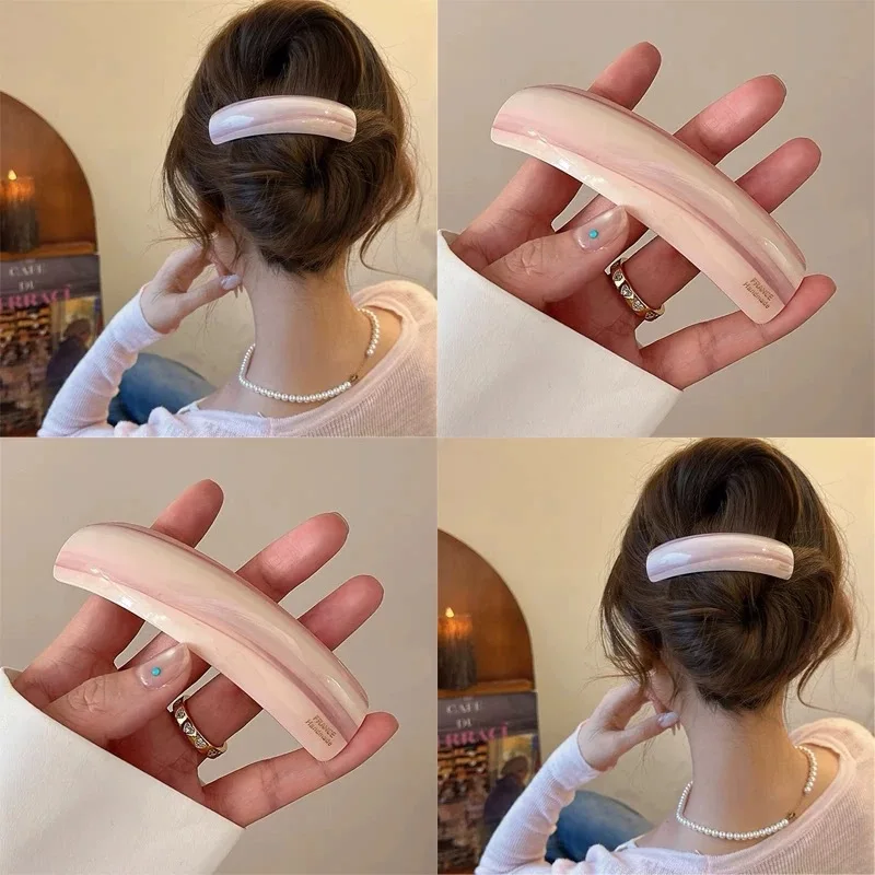 

Korean Half Up Clip Acetate Spring Claw Hairpin for Back Hair Updo Invisible Grip Barrettes Sweet Women Hair Accessories