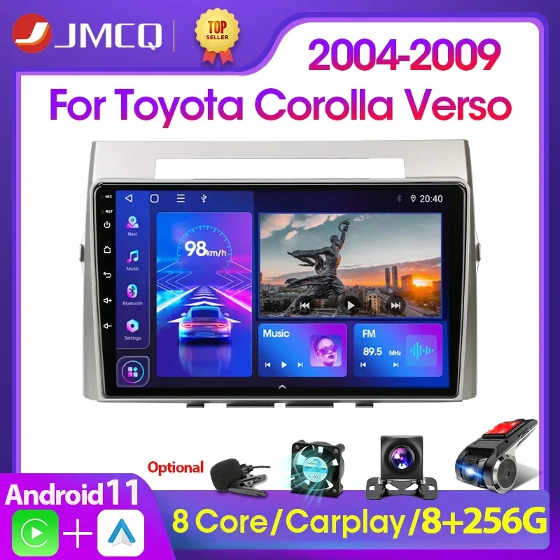 

JMCQ 2Din Android 11 Car Stereo Radio Multimedia Video Player For Toyota Corolla Verso AR10 2004-2009 Navigation GPS Carplay