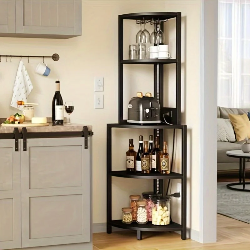 Custom.Phabules Black Corner Cabinet with Lighting Shelf, Glass Display Stand & Versatile Storage - Christm