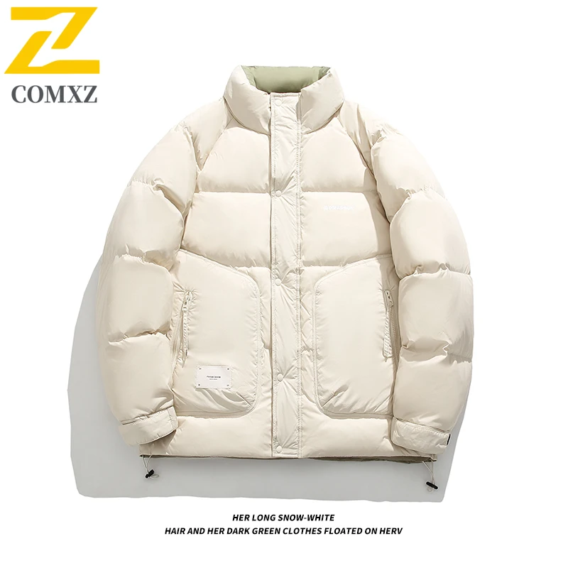 

2025 Winter Down Jacket New Casual Stand Collar Multi Pocket Hiking Windproof Warm Cotton Coat Outdoor Snow Ski Cold Proof Parka